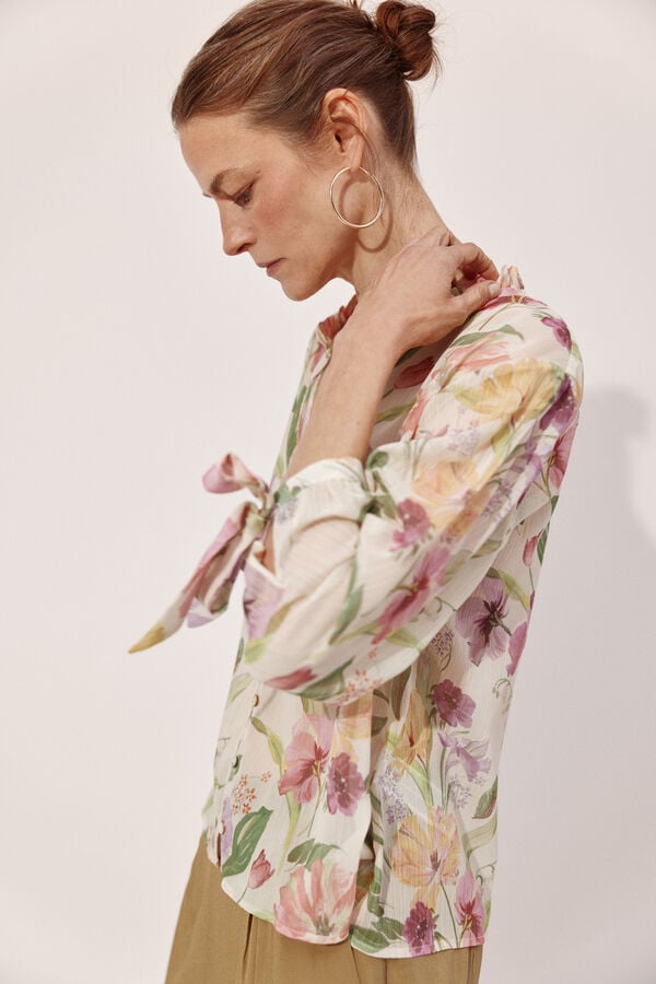 Cortefiel Printed tie blouse Multicolour