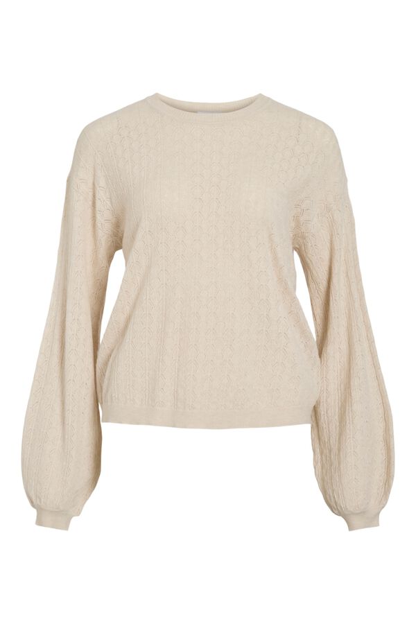 Vila Camisola de malha pointelle com viscose Tostado