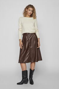 Cortefiel Faux leather midi skirt Red