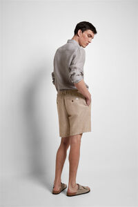 Cortefiel Short chinos made with linen and organic cotton. Dark brown