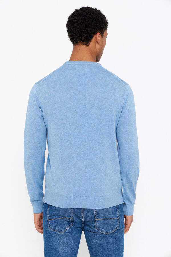Cortefiel Jersey algodón cuello redondo básico Azul