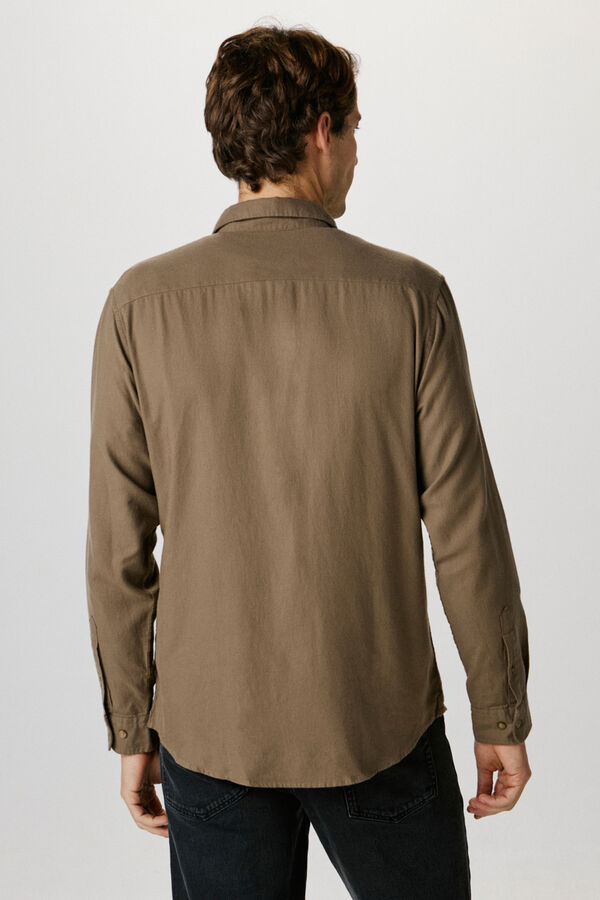 Selected Slim fit long sleeve shirt . Brown