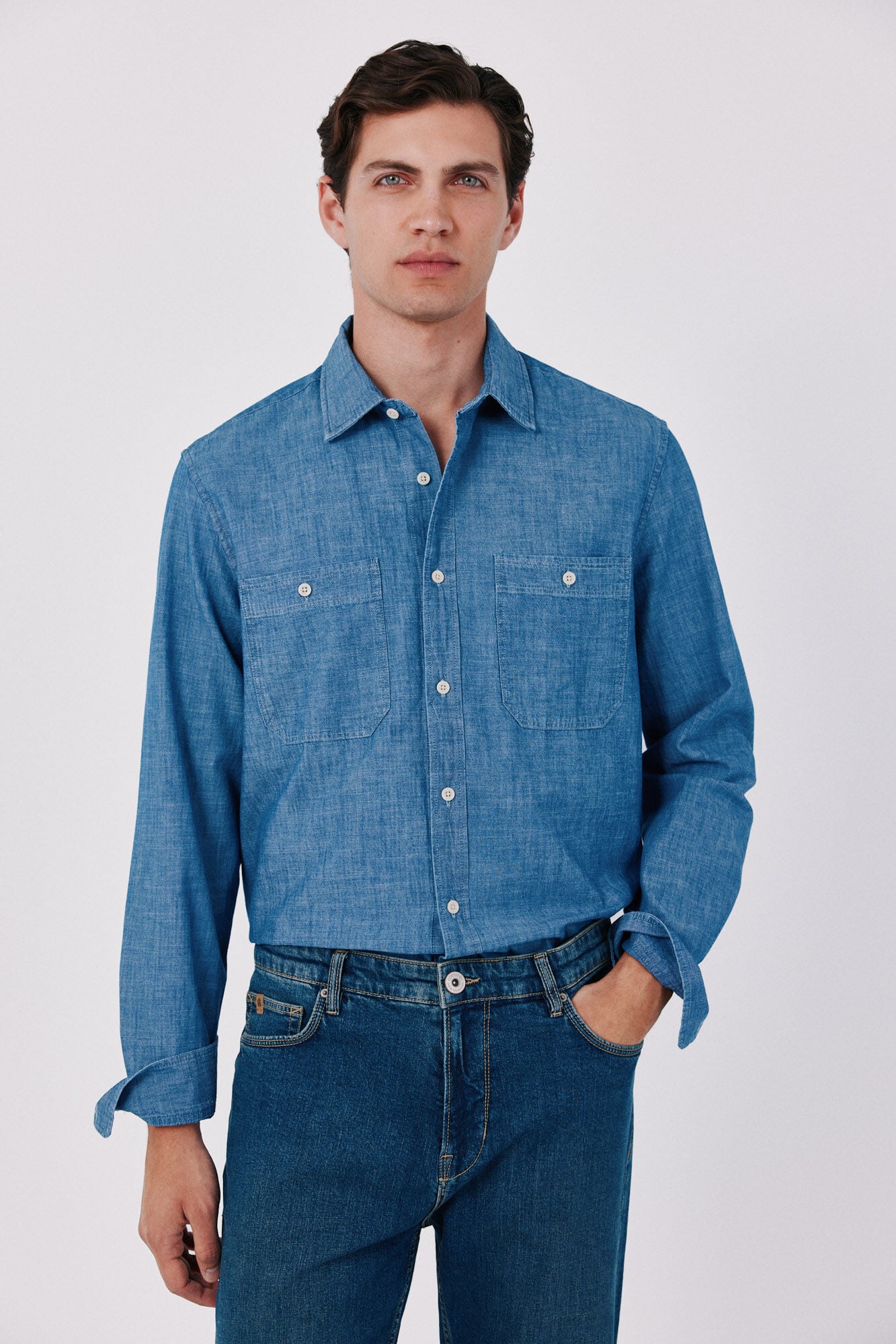 Cortefiel Chambray utility shirt