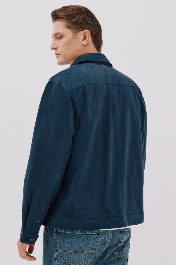 Cortefiel Faux leather overshirt Blue