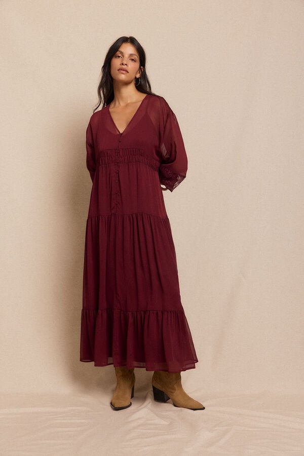 Slowlove Vestido fluido Granate