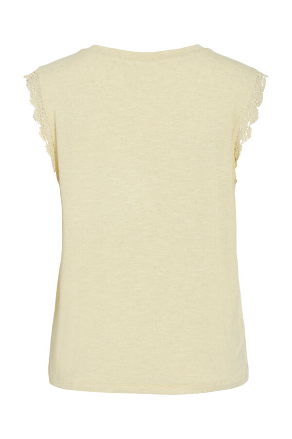 Vila Women's T-shirt with lace sleeves Yellow