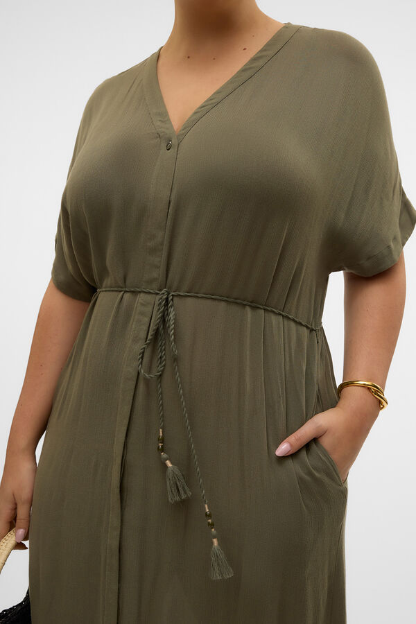 Vero Moda Curve Vestido fluído com botões plus size Verde