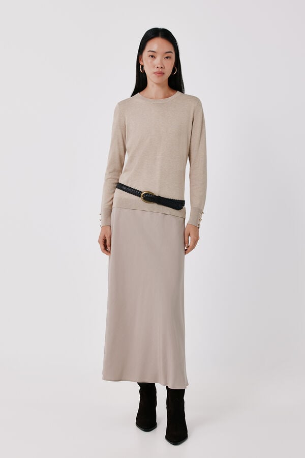 Cortefiel Round neck jumper Nude