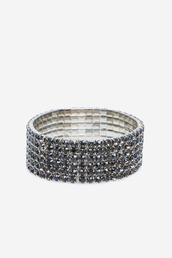 Cortefiel Pulseira elástica de strass Cinzento