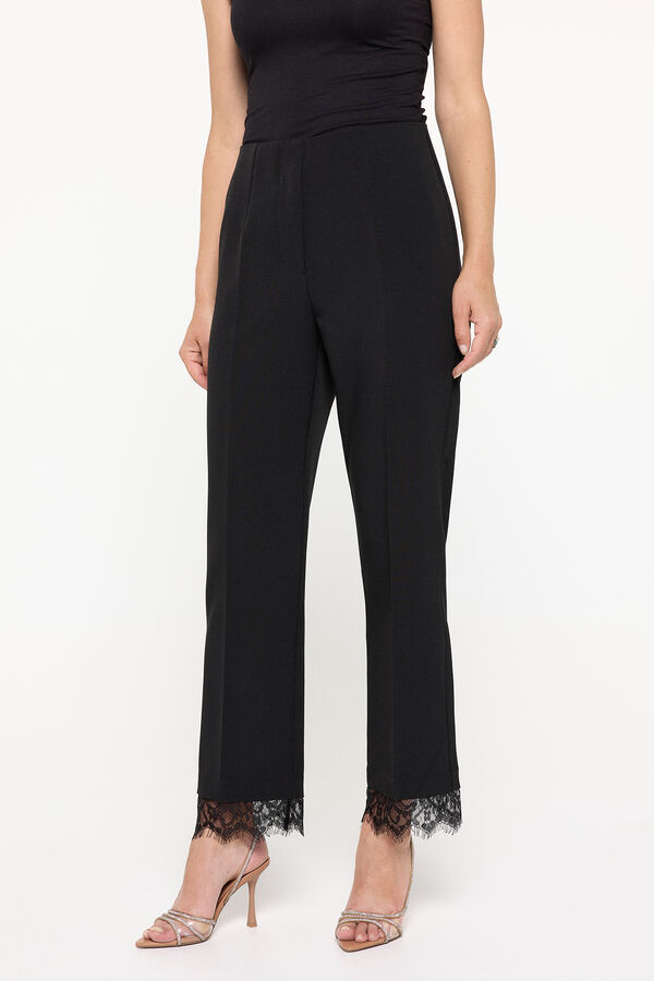 Cortefiel Long trousers with lace  Black