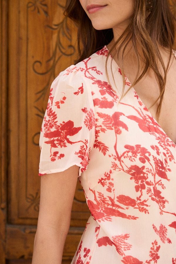 Pol&iacute;n Et Moi Vestido midi Dionea Vermelho