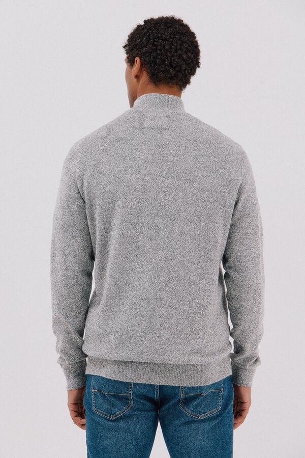 Cortefiel Twisted-knit wool jumper with zip Grey