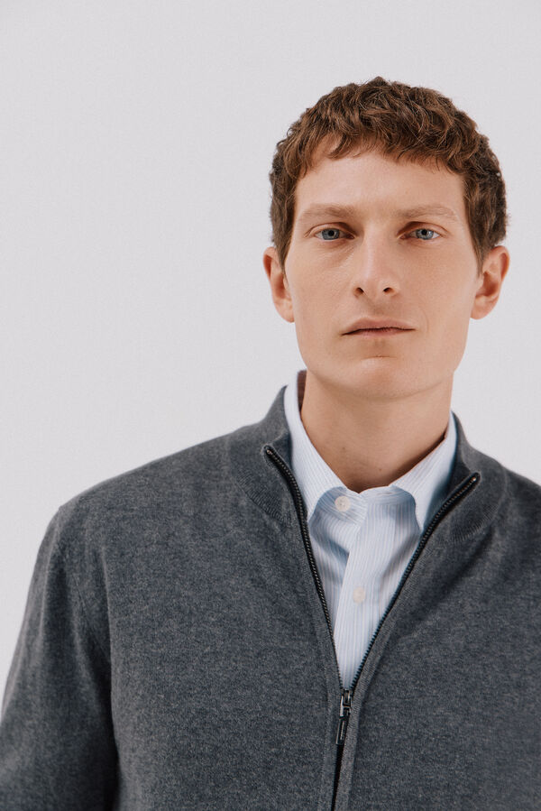 Cortefiel Cardigan de algodão e cashmere Cinzento