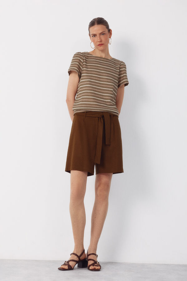 Cortefiel Linen bermuda shorts shorts Kaki