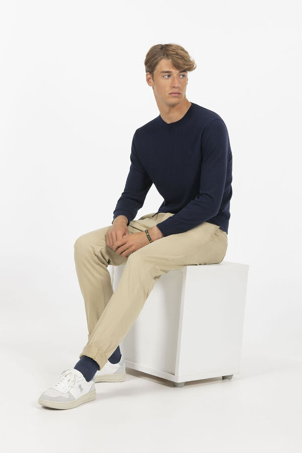elPulpo Round neck jersey with logo mix  Navy