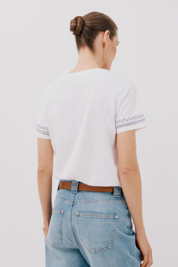 Cortefiel Embroidered t-shirt White