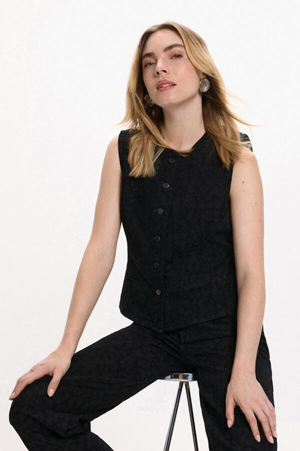 Vila Colete com estampa animal Preto