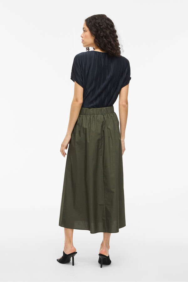 Vila Saia midi de algodão orgânico com viscose Verde