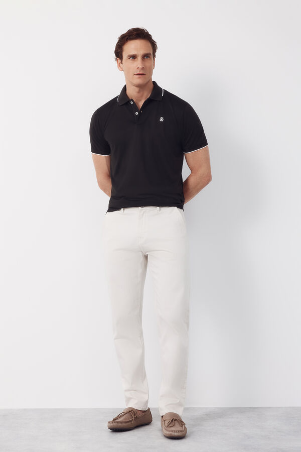 Cortefiel COOLMAX&reg; jacquard collar polo shirt Black