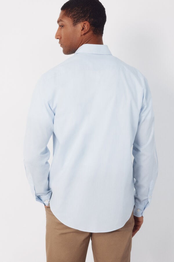 Cortefiel Poplin plain shirt Blue