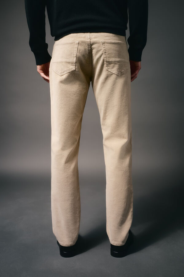 OOTO Pantalón 5 bolsillos slim fit pana Beige