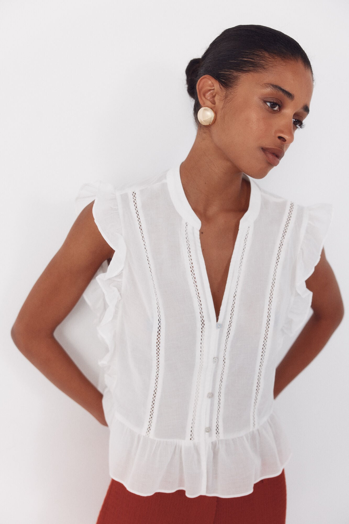 Cortefiel ruffle blouse