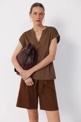 Cortefiel Stretch piqu&eacute; polo with embroidered detail Kaki