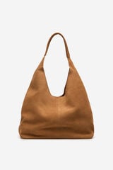 Cortefiel Leather weaved hobo Brown