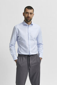 Cortefiel 100% cotton long-sleeved dress shirt Blue