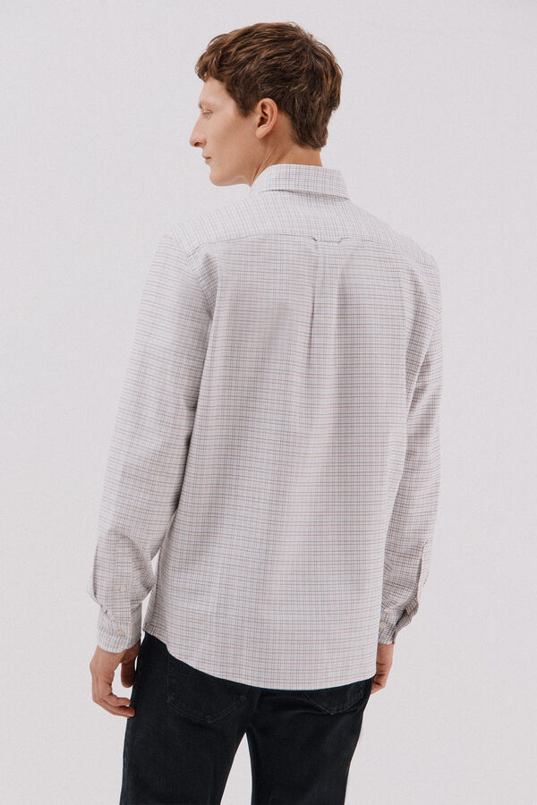 Cortefiel Checked oxford shirt Ivory