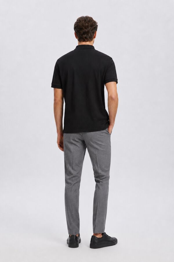 Selected Polo b&aacute;sico em piqu&eacute; Preto