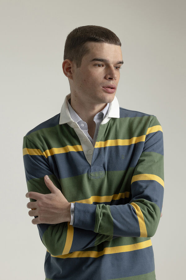 PuroEGO Camisa polo de algodão multi-listrada Verde