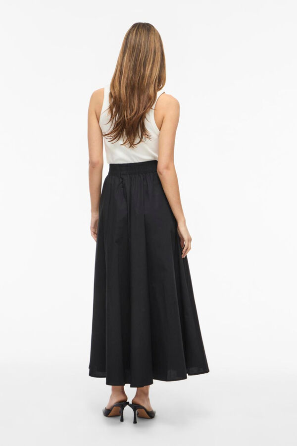 Vila Saia comprida rodada em algod&atilde;o org&acirc;nico Preto