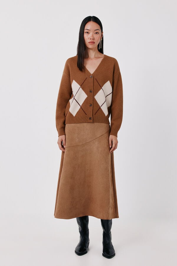 Cortefiel Positional argyle cardigan Maroon