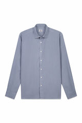 OOTO Camisa liso de algodão tencel sarja Azul