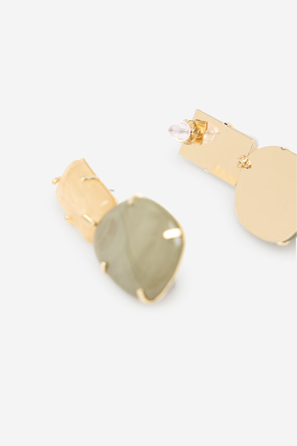 Cortefiel Pendientes piedra resina Estampado gris