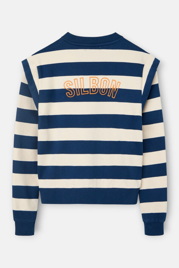 Silbon Sweatshirt com ombreiras &agrave;s riscas Azul