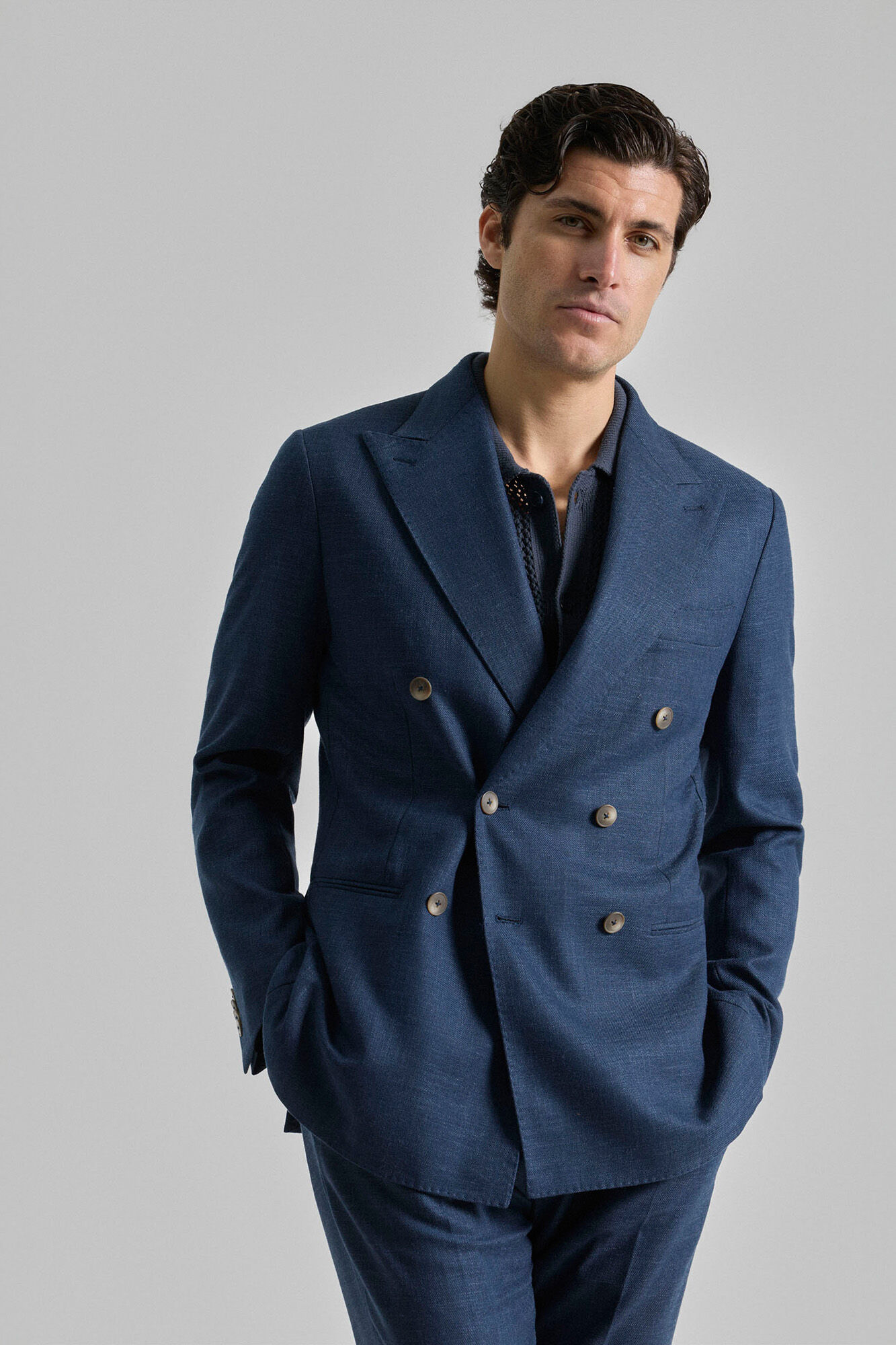 PuroEGO Blazer trespassado efeito linho