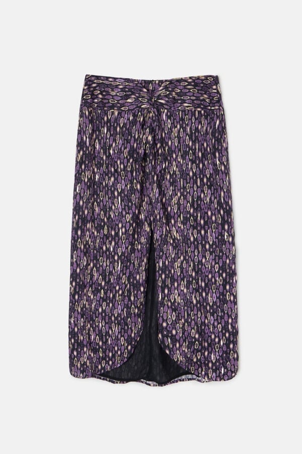 Silbon Falda midi abertura estampado ikat Morado