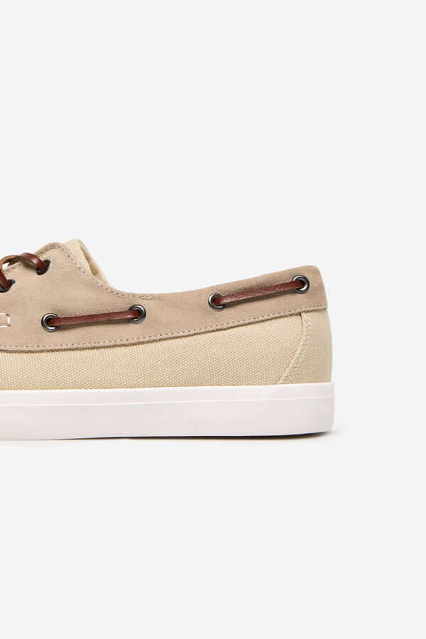 Cortefiel Textile and leather deck shoe Beige