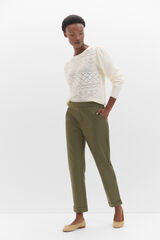 Cortefiel Straight trousers with elasticated back Kaki