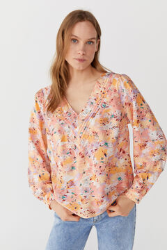 Cortefiel Printed long-sleeved blouse Plum
