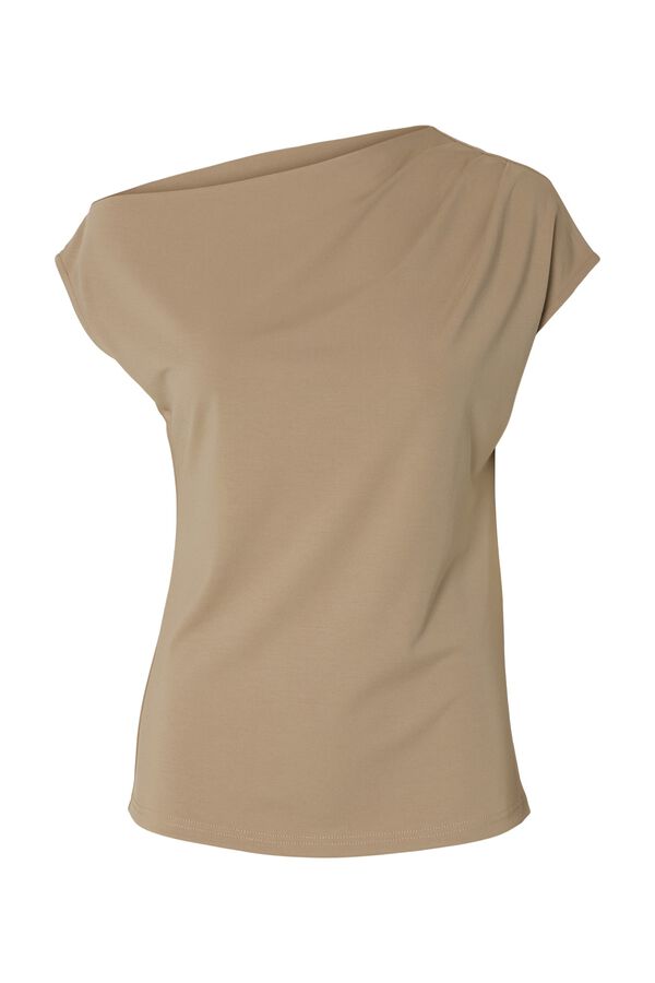 Selected Top assim&eacute;trico em modal Castanho