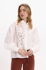 Vila Camisa de viscose e algodão com renda Branco