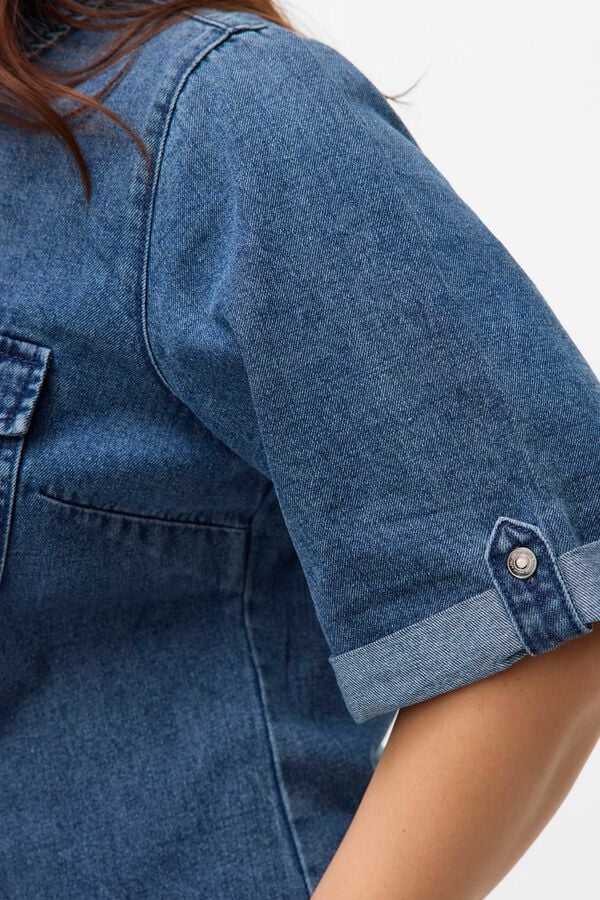 Vero Moda Curve Vestido jeans curto tamanhos grandes Azul