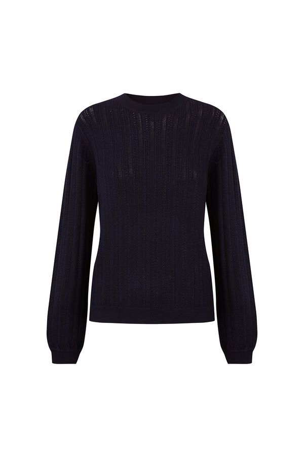 Cortefiel Textured crew neck jumper Navy