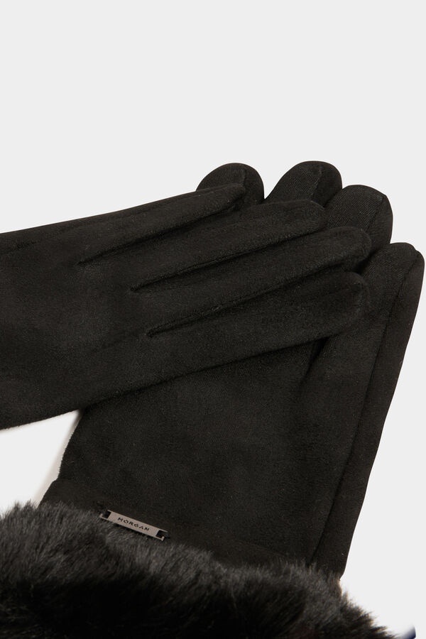 Morgan Guantes con detalles de pelo Negro