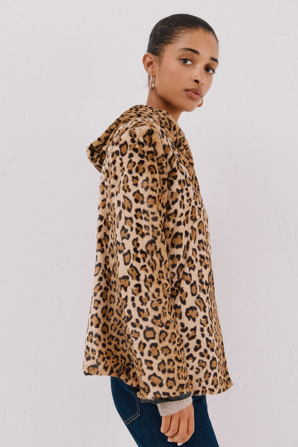 Cortefiel Blusão curto reversível efeito pelo Preto