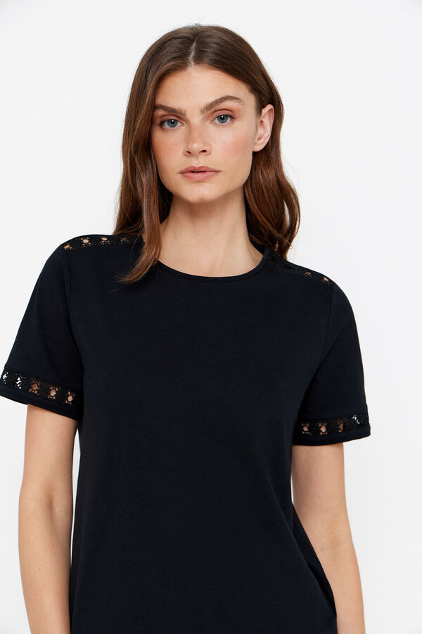 Cortefiel Camiseta cinta floral Negro