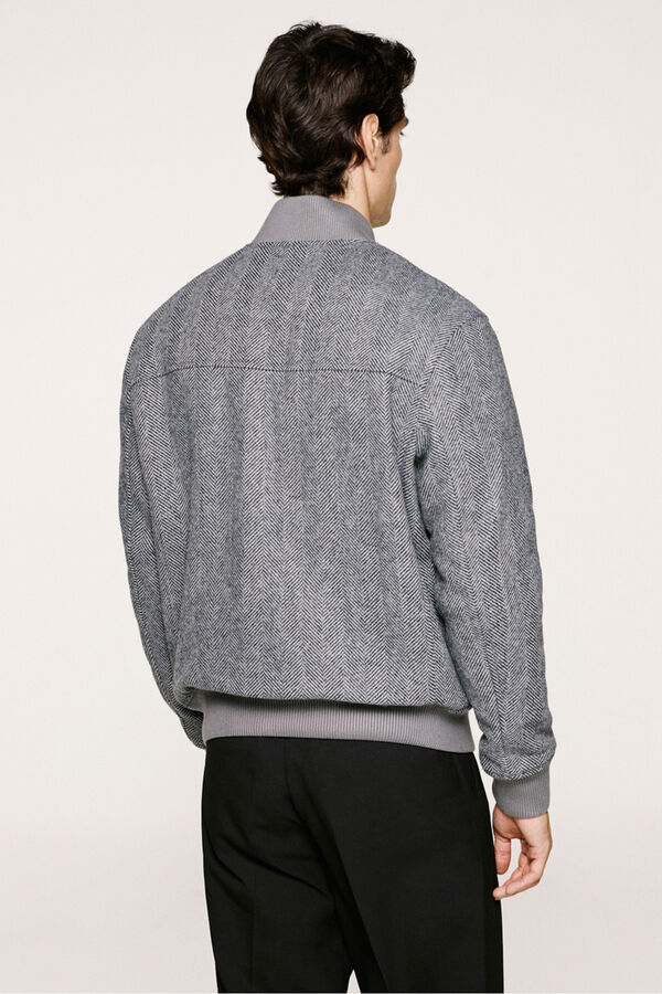 Selected Blusão bomber de lã  Cinzento